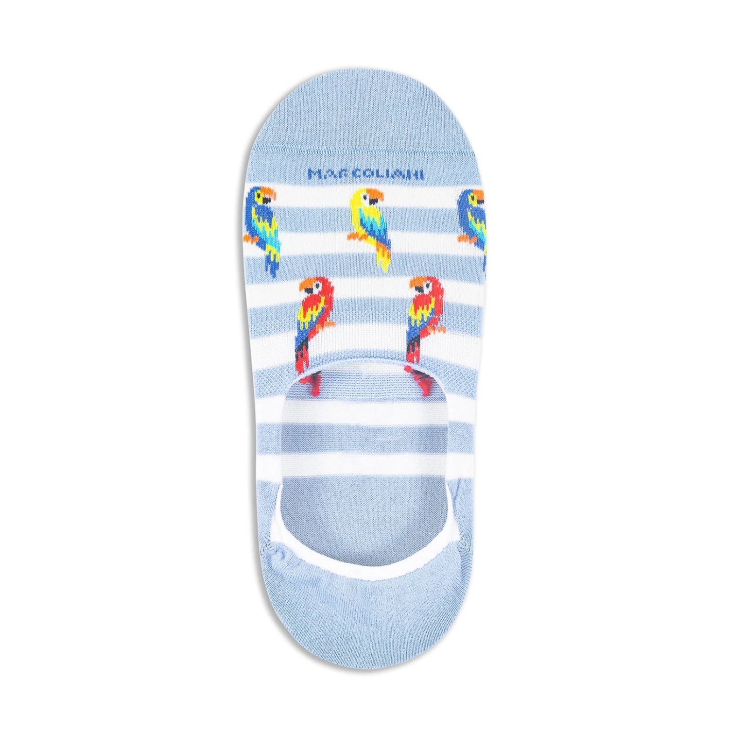 White & Blue Parrot Motif Invisible Touch No-Show Socks - Marcoliani 3 White & Blue Parrot Motif Invisible Touch No-Show Socks - Marcoliani