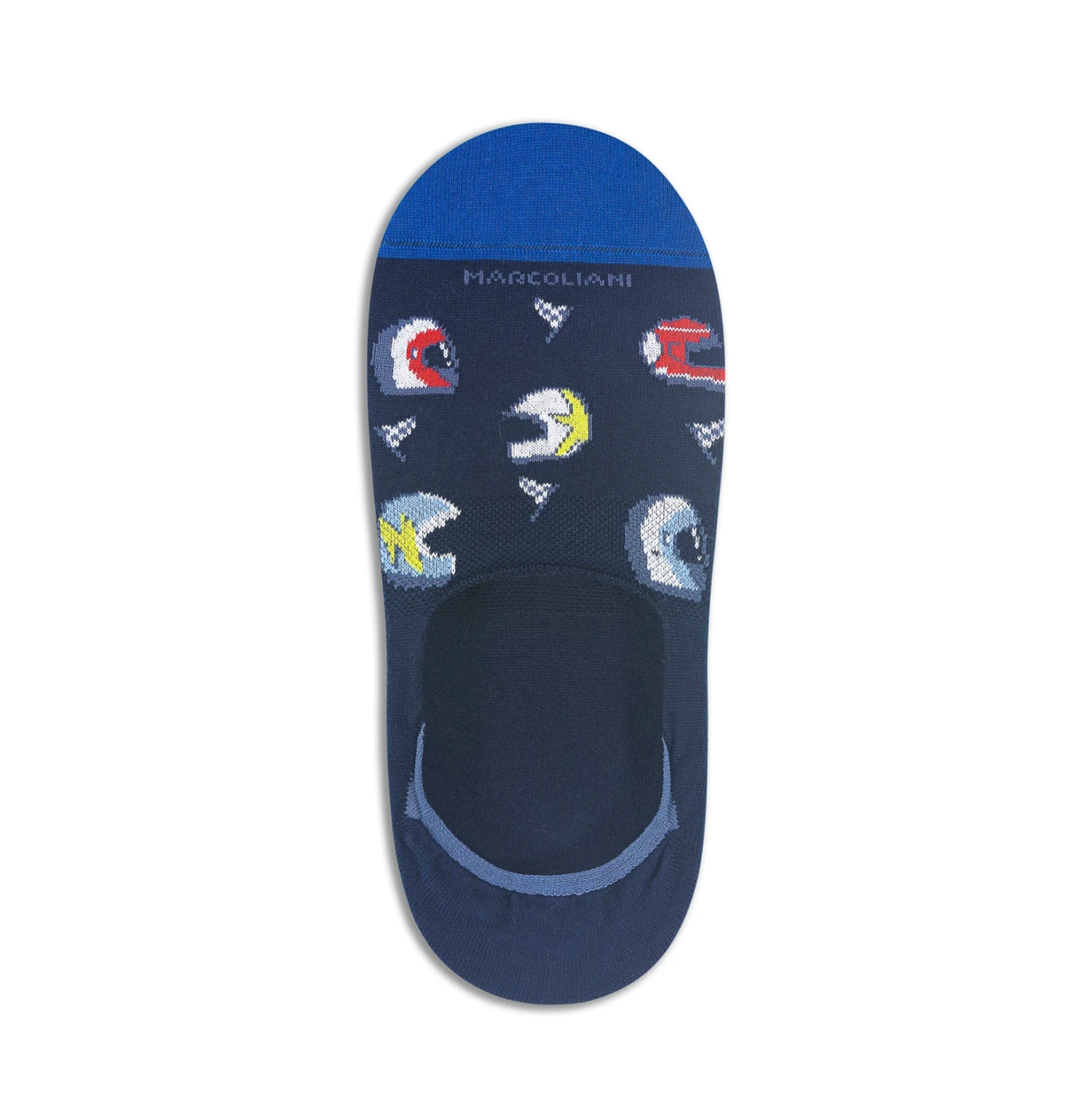 Navy Blue Helmet (Racing) Motif Invisible Touch No-Show Socks - Marcoliani 3 Navy Blue Helmet (Racing) Motif Invisible Touch No-Show Socks - Marcoliani