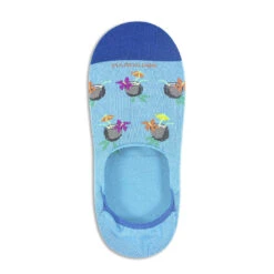 Turquoise Hawaiian Cocktail Motif Invisible Touch No-Show Socks - Marcoliani