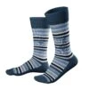 Denim Blue Cotton Rainbow Stripe Mid-Calf Sneaker Socks