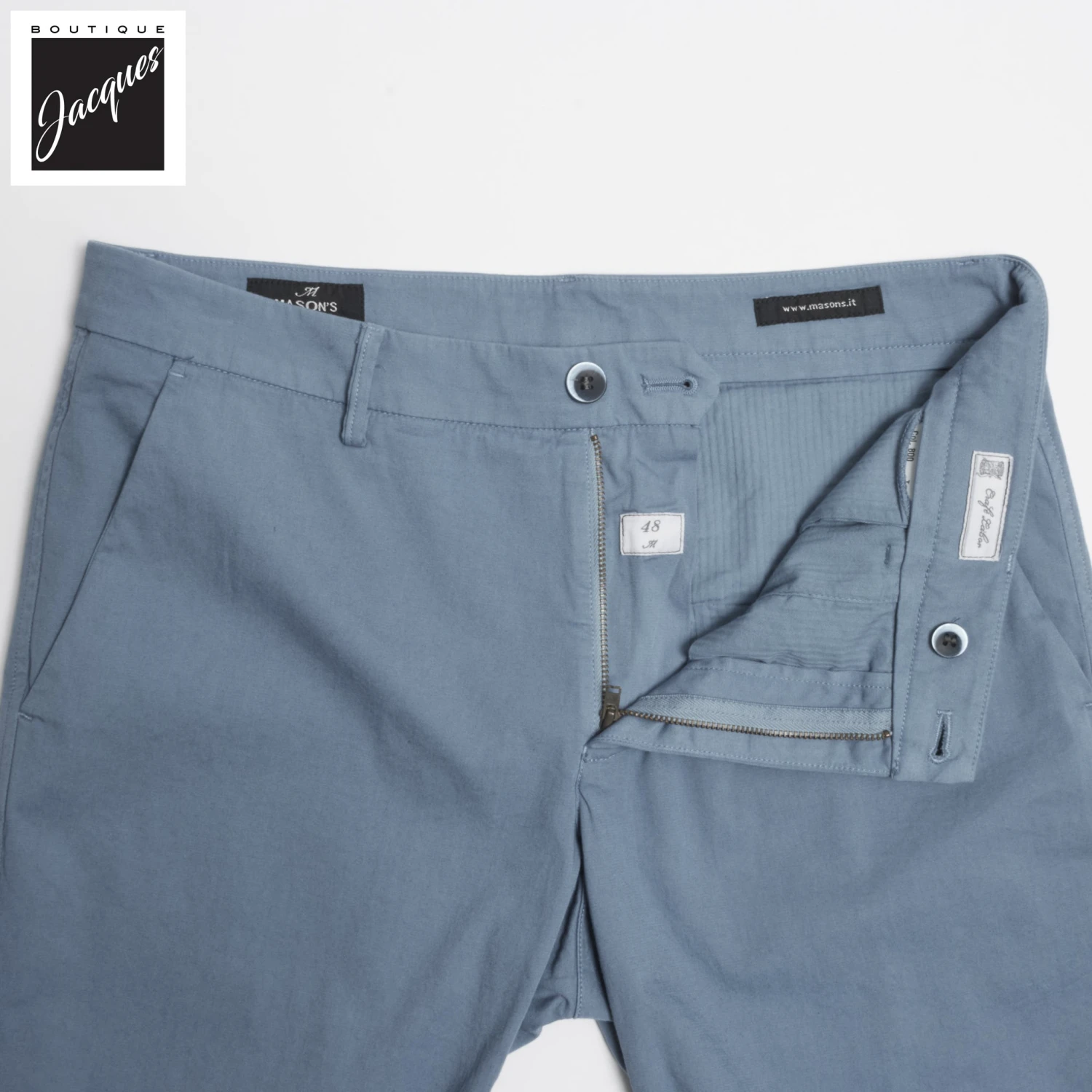 Cadet Blue Stretch Cotton Bermuda Shorts - Mason's 4 Cadet Blue Stretch Cotton Bermuda Shorts - Mason's - Image 2