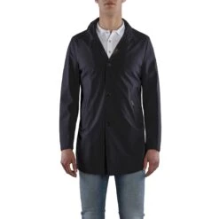 Dark Blue Hektor Raincoat Unlined Overcoat - MooRER 8 Dark Blue Hektor Raincoat Unlined Overcoat - MooRER -ETON Store MOUGI100033TEPA009 U0402 3