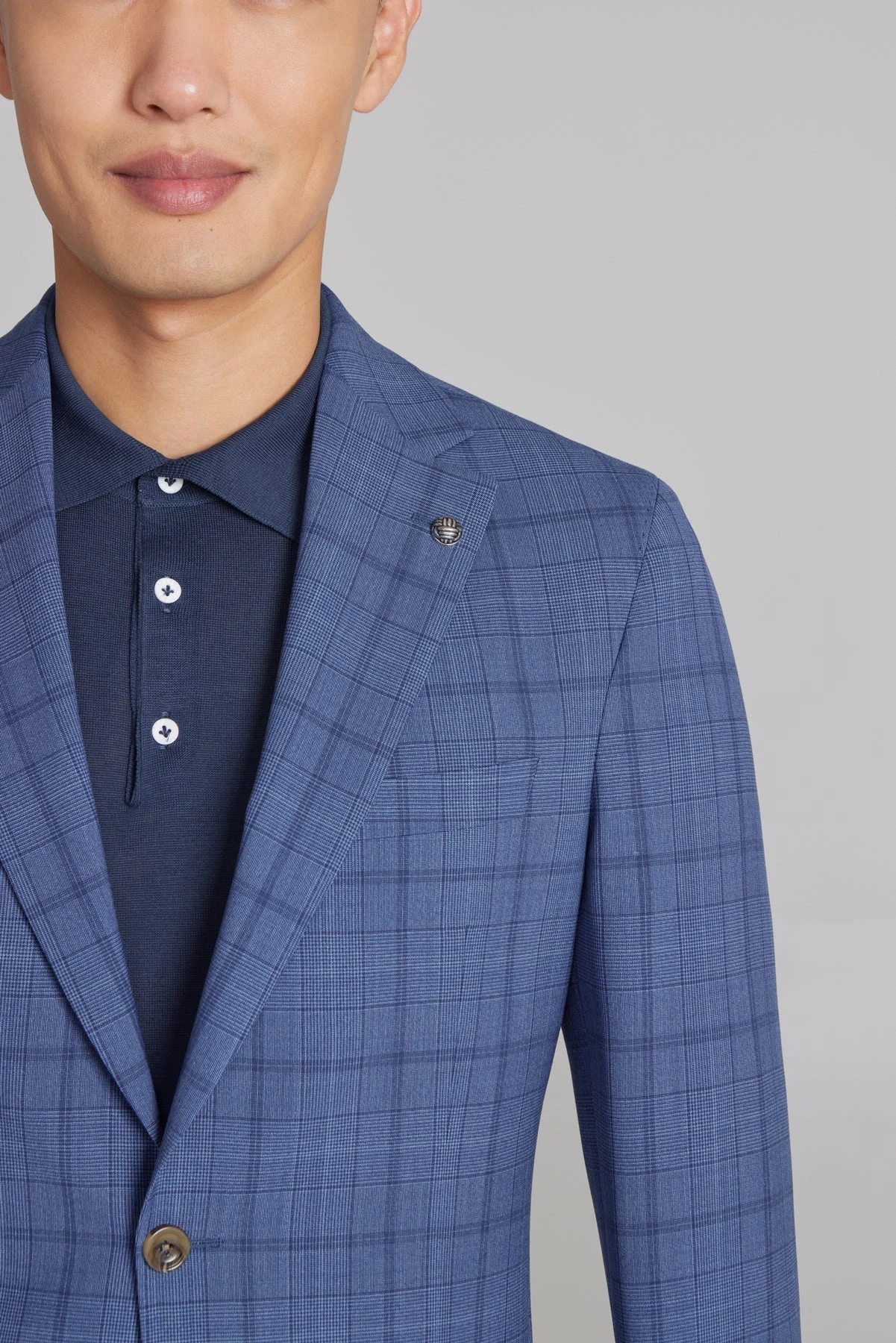 Mid-Blue Tonal Plaid Midland Contemporary Fit DRAGO Wool Suit - Jack Victor 7 Mid-Blue Tonal Plaid Midland Contemporary Fit DRAGO Wool Suit - Jack Victor - Image 5