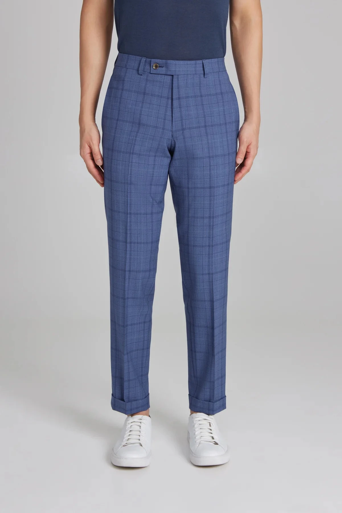 Mid-Blue Tonal Plaid Midland Contemporary Fit DRAGO Wool Suit - Jack Victor 8 Mid-Blue Tonal Plaid Midland Contemporary Fit DRAGO Wool Suit - Jack Victor - Image 6