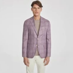 Lilac Check Loro Piana Wool/Silk/Linen Montana Contemporary Sport Jacket - Jack Victor
