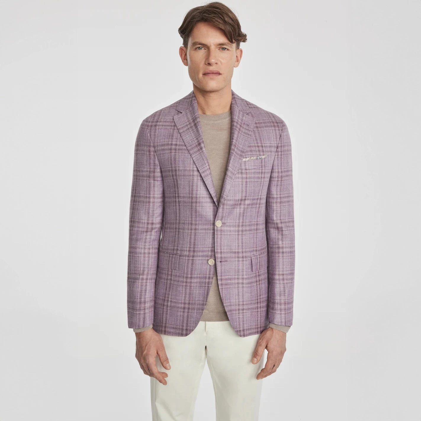 Lilac Check Loro Piana Wool/Silk/Linen Montana Contemporary Sport Jacket - Jack Victor 3 Lilac Check Loro Piana Wool/Silk/Linen Montana Contemporary Sport Jacket - Jack Victor