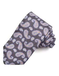 Black & Gray Paisley Silk Tie - DION