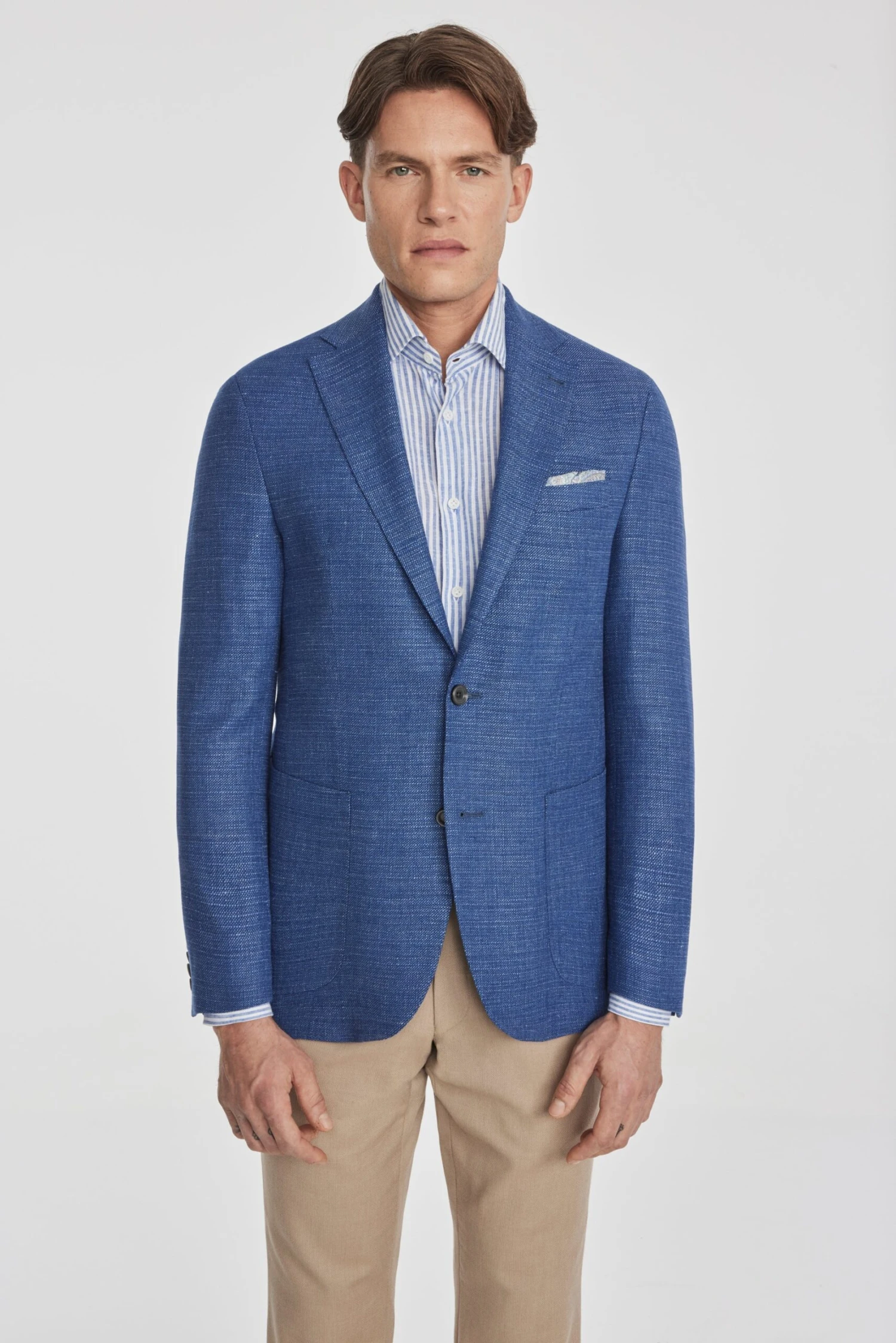 Mid-Blue Neat Hampton Contemporary Fit Unconstructed Sport Jacket - Jack Victor 3 Mid-Blue Neat Hampton Contemporary Fit Unconstructed Sport Jacket - Jack Victor
