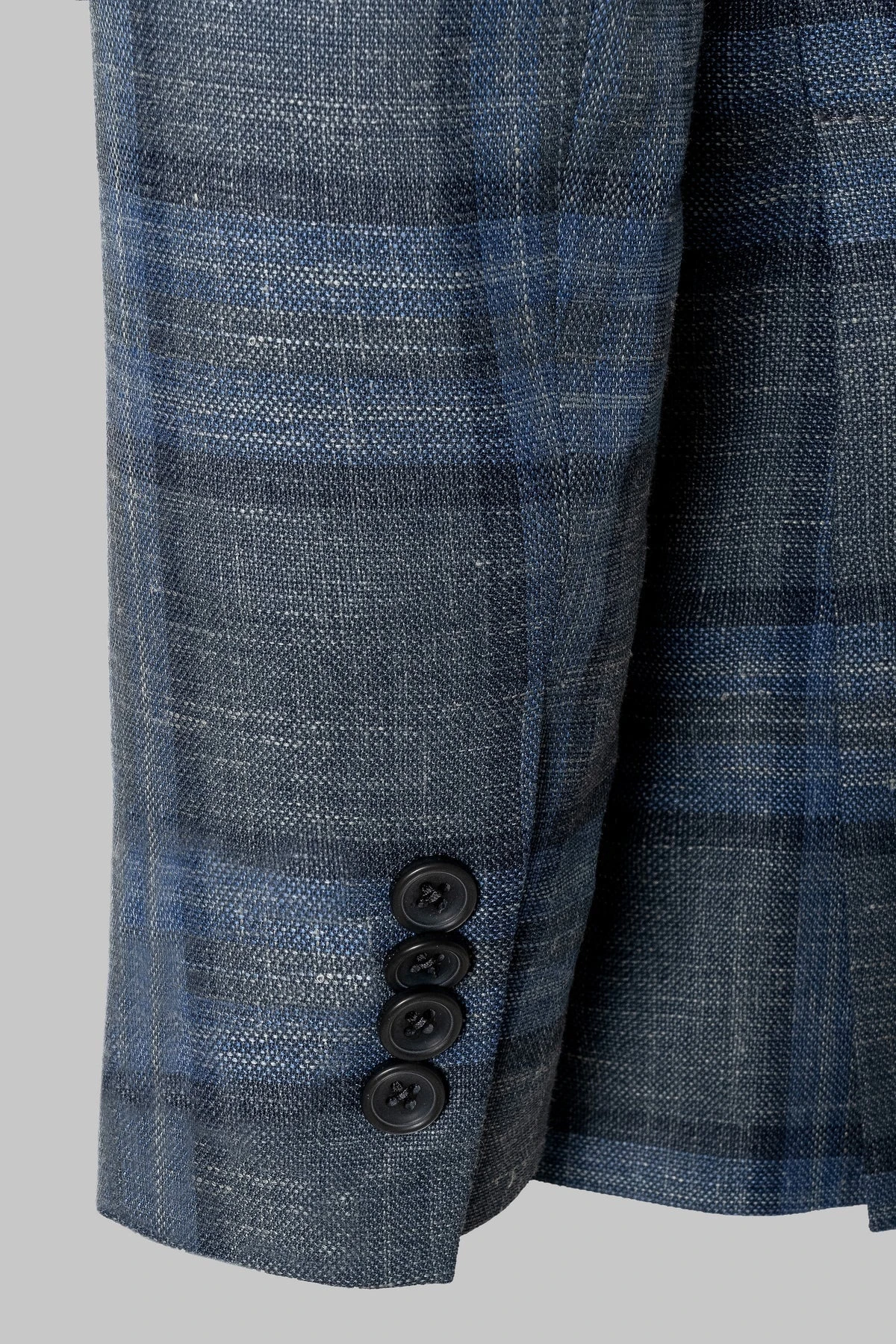 Grey And Blue Plaid Hampton Contemporary Fit Knit Wool/Silk/Linen Loro Piana Blazer - Jack Victor 6 Grey And Blue Plaid Hampton Contemporary Fit Knit Wool/Silk/Linen Loro Piana Blazer - Jack Victor - Image 4