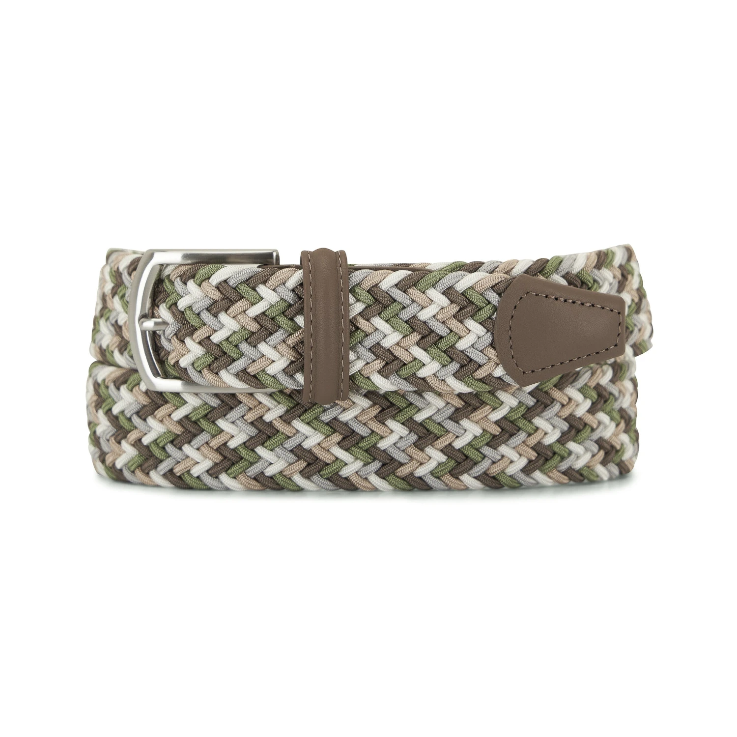 Green & Beige Multicolour Woven Elastic Belt - Anderson's 3 Green & Beige Multicolour Woven Elastic Belt - Anderson's