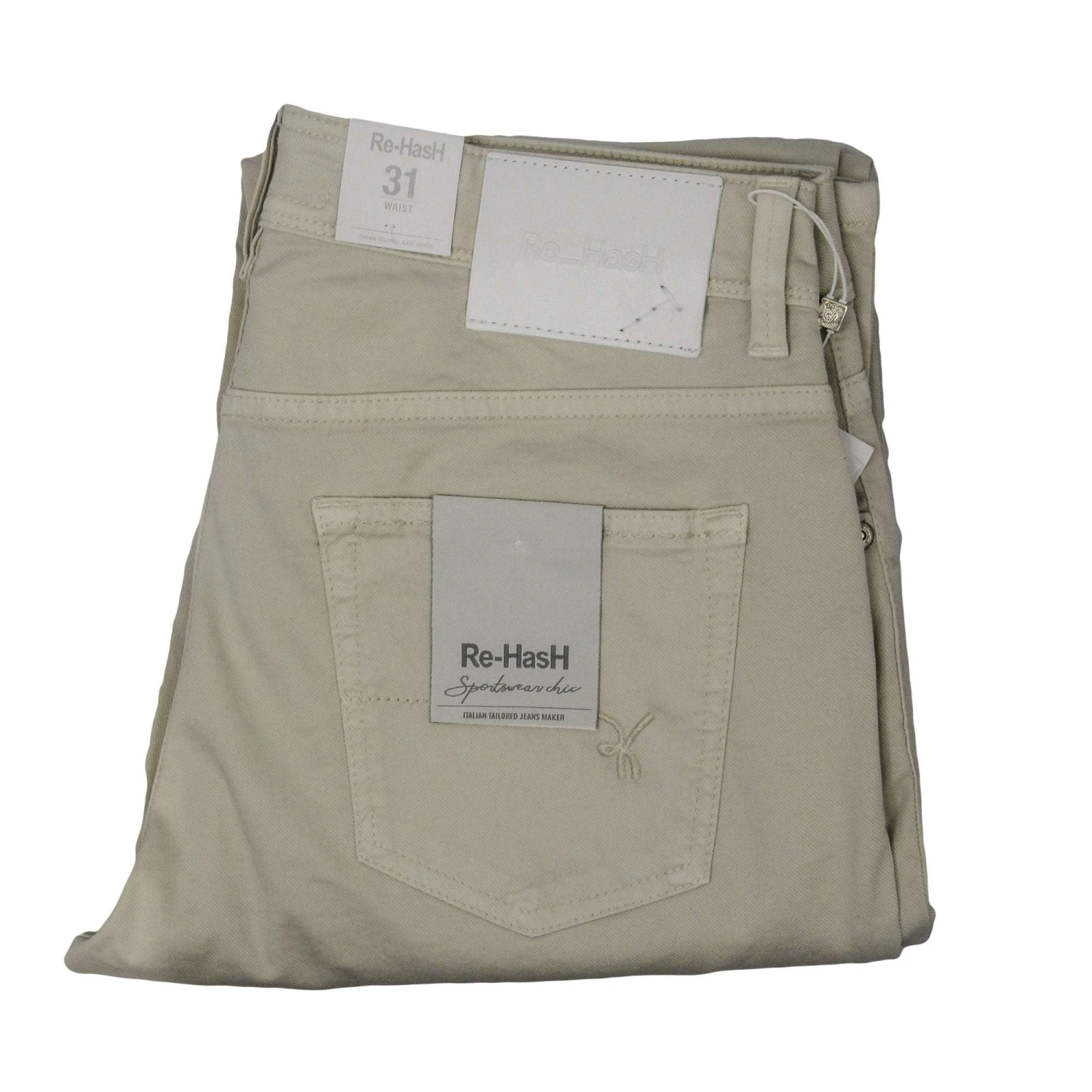 Beige Cotton-Lyocell Twill 5-Pocket Pants - Re-Hash 4 Beige Cotton-Lyocell Twill 5-Pocket Pants - Re-Hash - Image 2