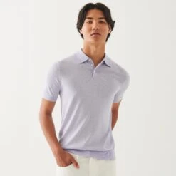 Lavender Cupro-Merino Knit Polo Shirt - Patrick Assaraf 11 Lavender Cupro-Merino Knit Polo Shirt - Patrick Assaraf -ETON Store P154P15R 525