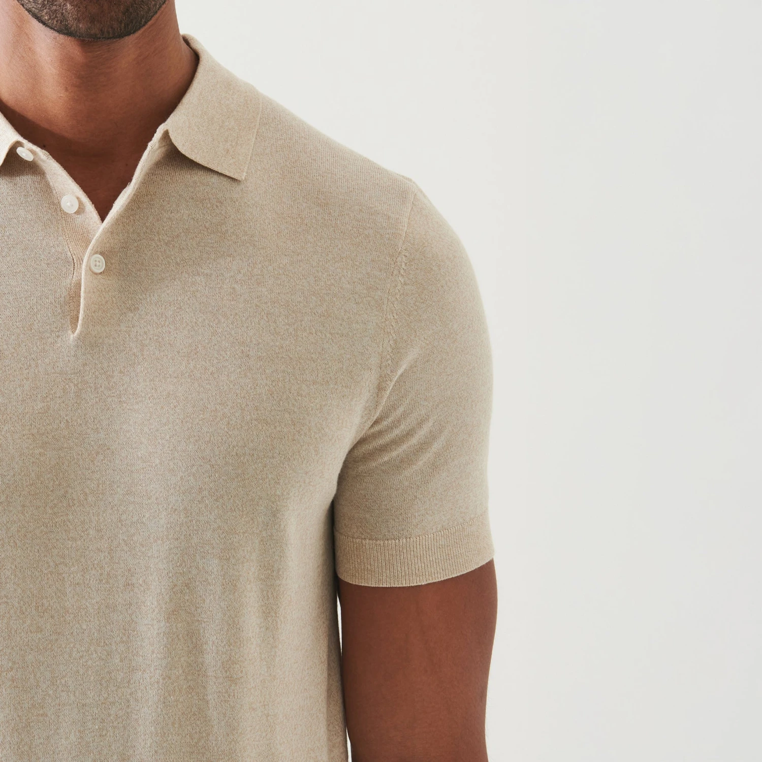 Mushroom Cupro-Merino Knit Polo Shirt - Patrick Assaraf 8 Mushroom Cupro-Merino Knit Polo Shirt - Patrick Assaraf - Image 6