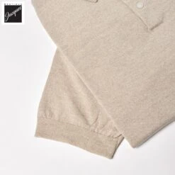 Mushroom Cupro-Merino Knit Polo Shirt - Patrick Assaraf 17 Mushroom Cupro-Merino Knit Polo Shirt - Patrick Assaraf -ETON Store P154P15Z 224 4