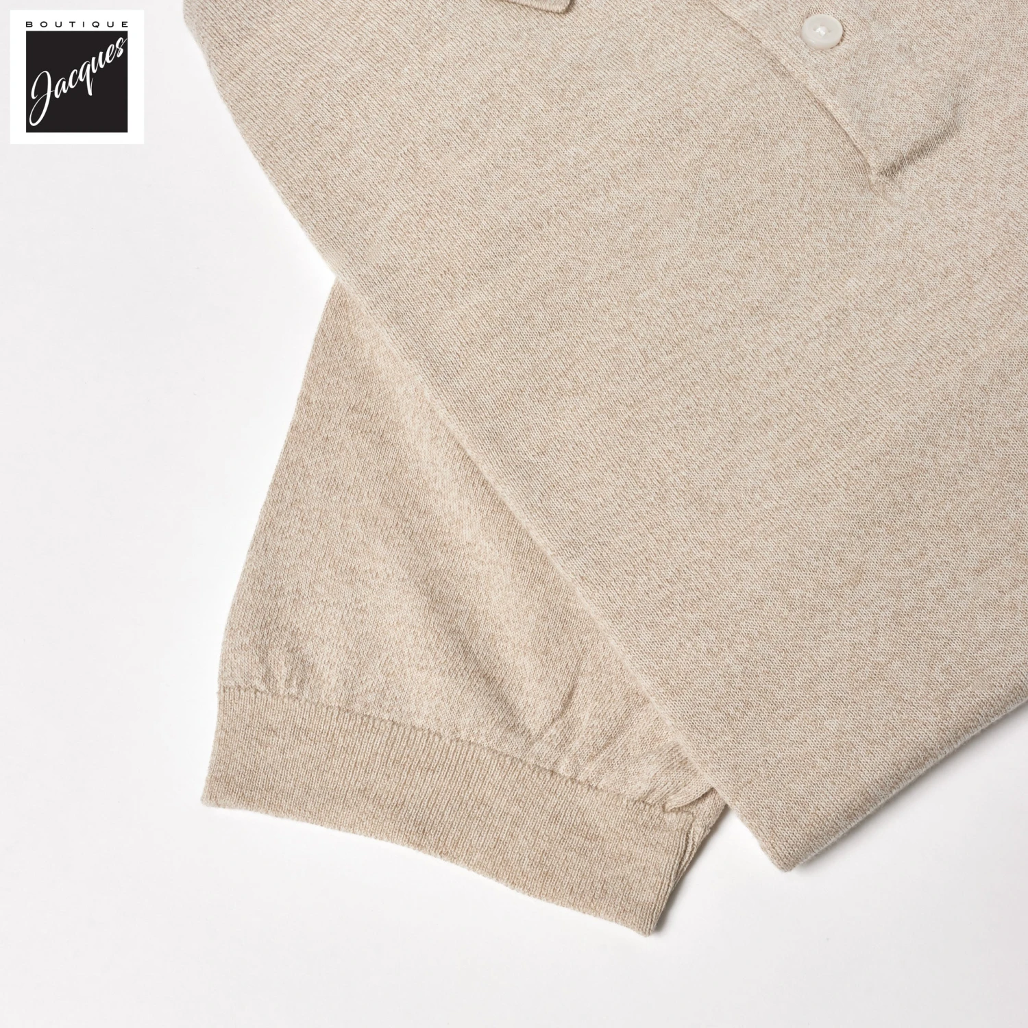 Mushroom Cupro-Merino Knit Polo Shirt - Patrick Assaraf 10 Mushroom Cupro-Merino Knit Polo Shirt - Patrick Assaraf - Image 8