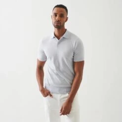 Ocean Blue Cupro-Merino Knit Polo Shirt - Patrick Assaraf 15 Ocean Blue Cupro-Merino Knit Polo Shirt - Patrick Assaraf -ETON Store P154P15Z 420 148577 1400x ddd184ee 9c3c 401c 9e69 6a782d82b44a