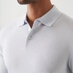 Ocean Blue Cupro-Merino Knit Polo Shirt - Patrick Assaraf 18 Ocean Blue Cupro-Merino Knit Polo Shirt - Patrick Assaraf -ETON Store P154P15Z 420 148623 1400x caf3b68d 4696 4481 ae1e e864fc68ccce