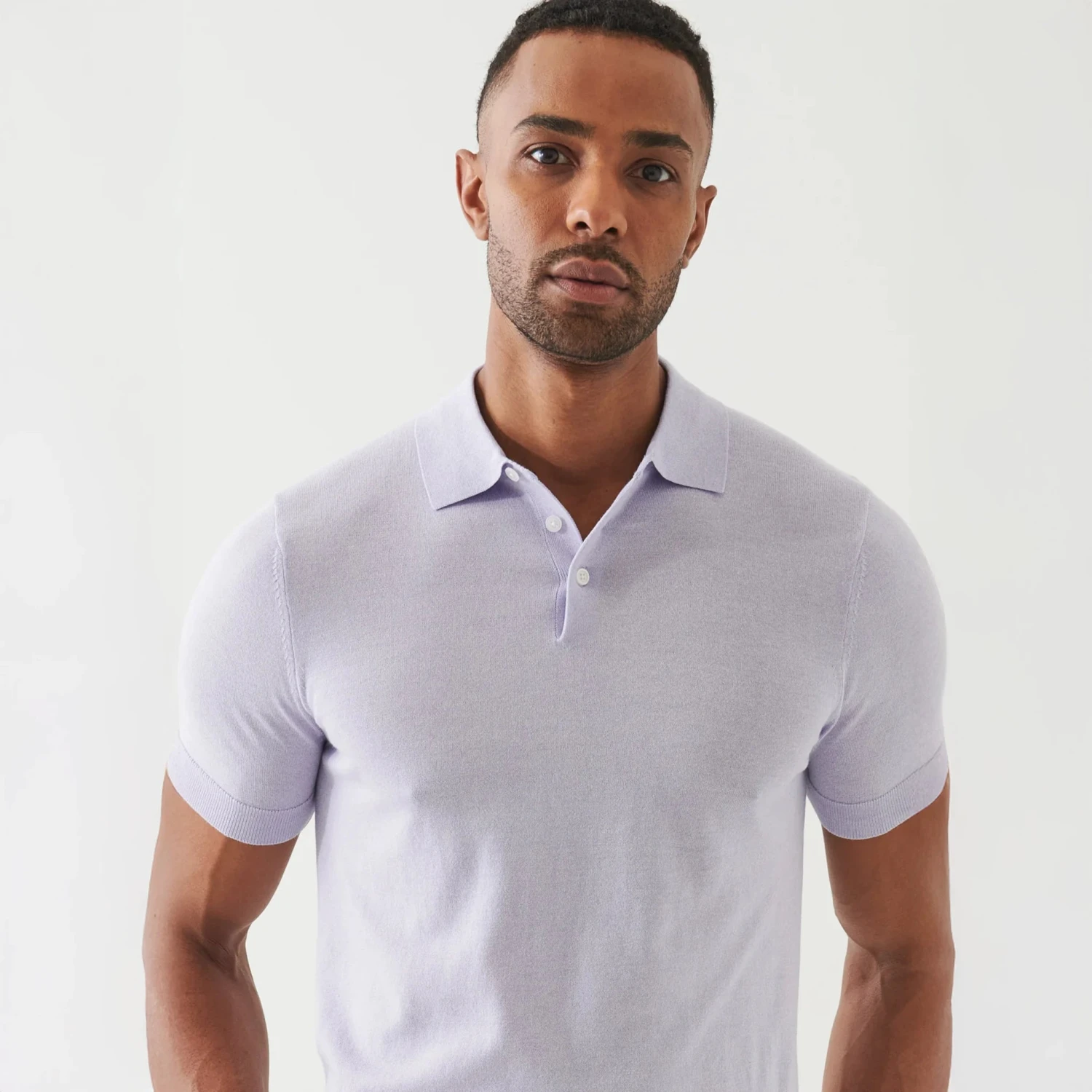 Lavender Cupro-Merino Knit Polo Shirt - Patrick Assaraf 5 Lavender Cupro-Merino Knit Polo Shirt - Patrick Assaraf - Image 3
