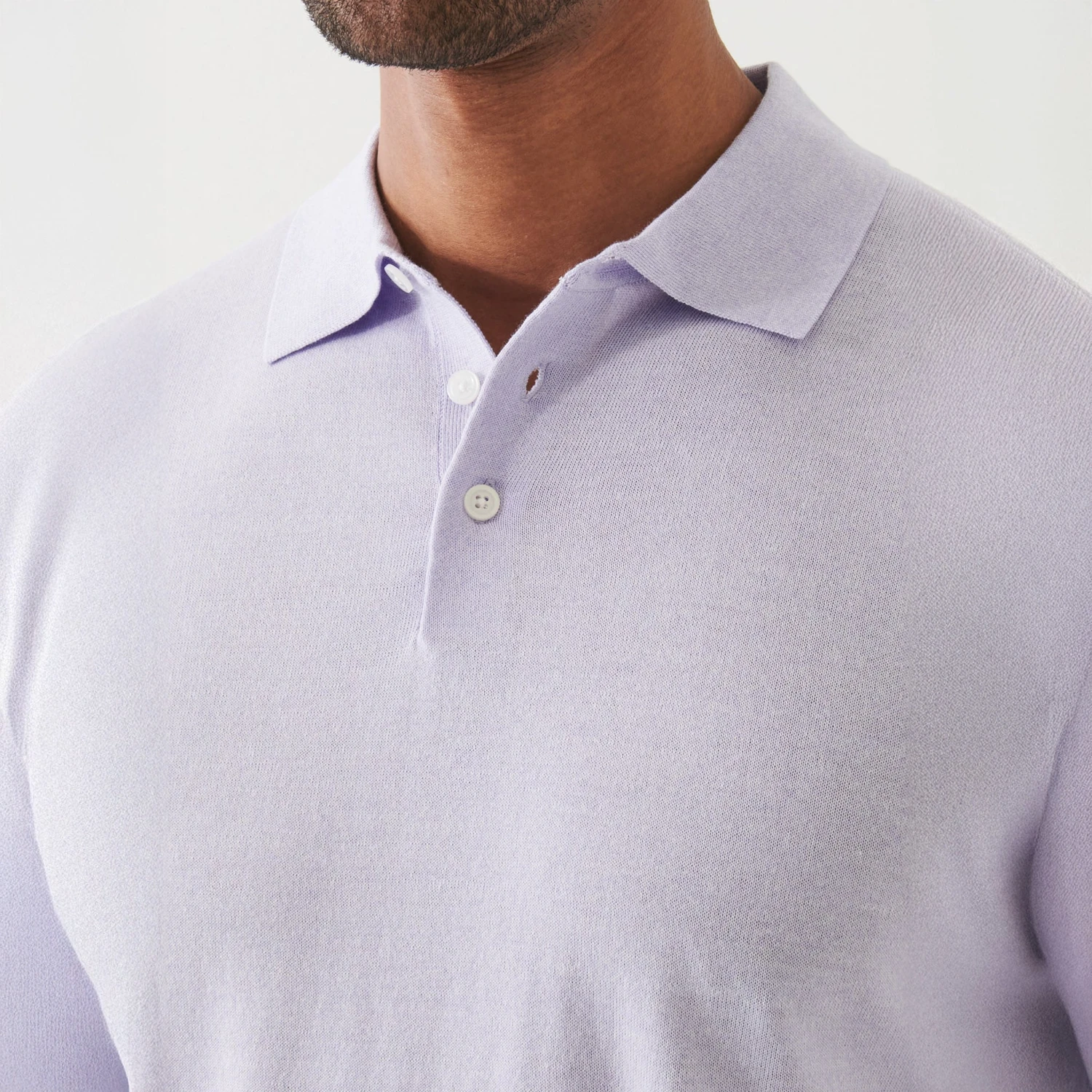 Lavender Cupro-Merino Knit Polo Shirt - Patrick Assaraf 8 Lavender Cupro-Merino Knit Polo Shirt - Patrick Assaraf - Image 6
