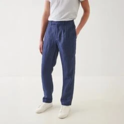 Navy Italian-made Linen Pant - PATRICK ASSARAF -ETON Store P5301G37Z 412 123904 1200x b214ebe2 9f02 4aae a232 b74384be0d35