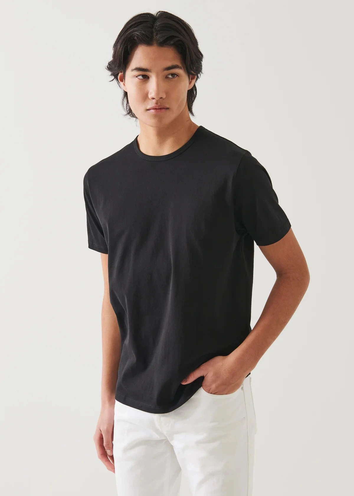 Black Mercerized Pima Cotton Short Sleeve Crew Neck T-Shirt - Patrick Assaraf 3 Black Mercerized Pima Cotton Short Sleeve Crew Neck T-Shirt - Patrick Assaraf