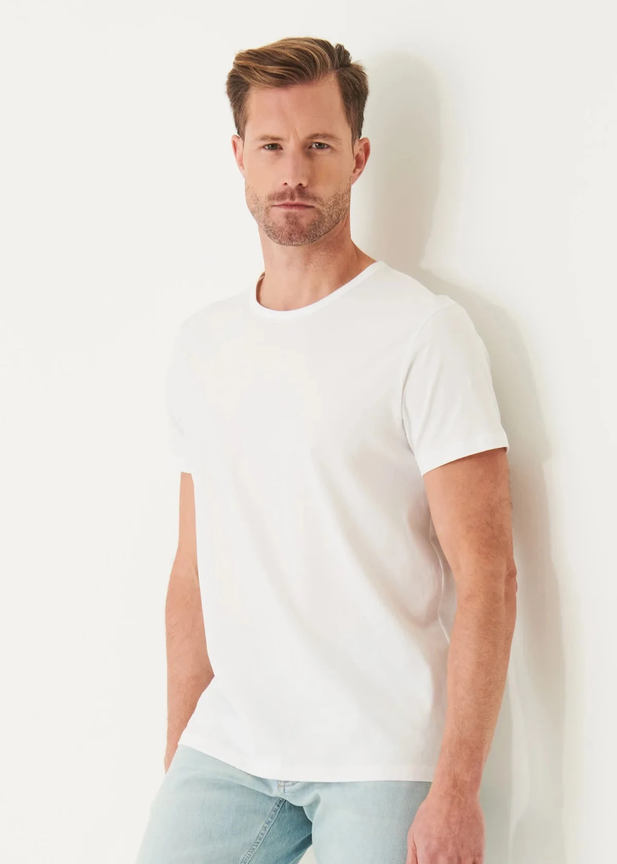 White Mercerized Pima Cotton Short Sleeve Crew Neck T-Shirt - Patrick Assaraf 5 White Mercerized Pima Cotton Short Sleeve Crew Neck T-Shirt - Patrick Assaraf - Image 3