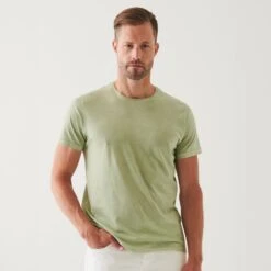 Eden Green Spray Wash Pima Cotton Stretch T-Shirt - Patrick Assaraf