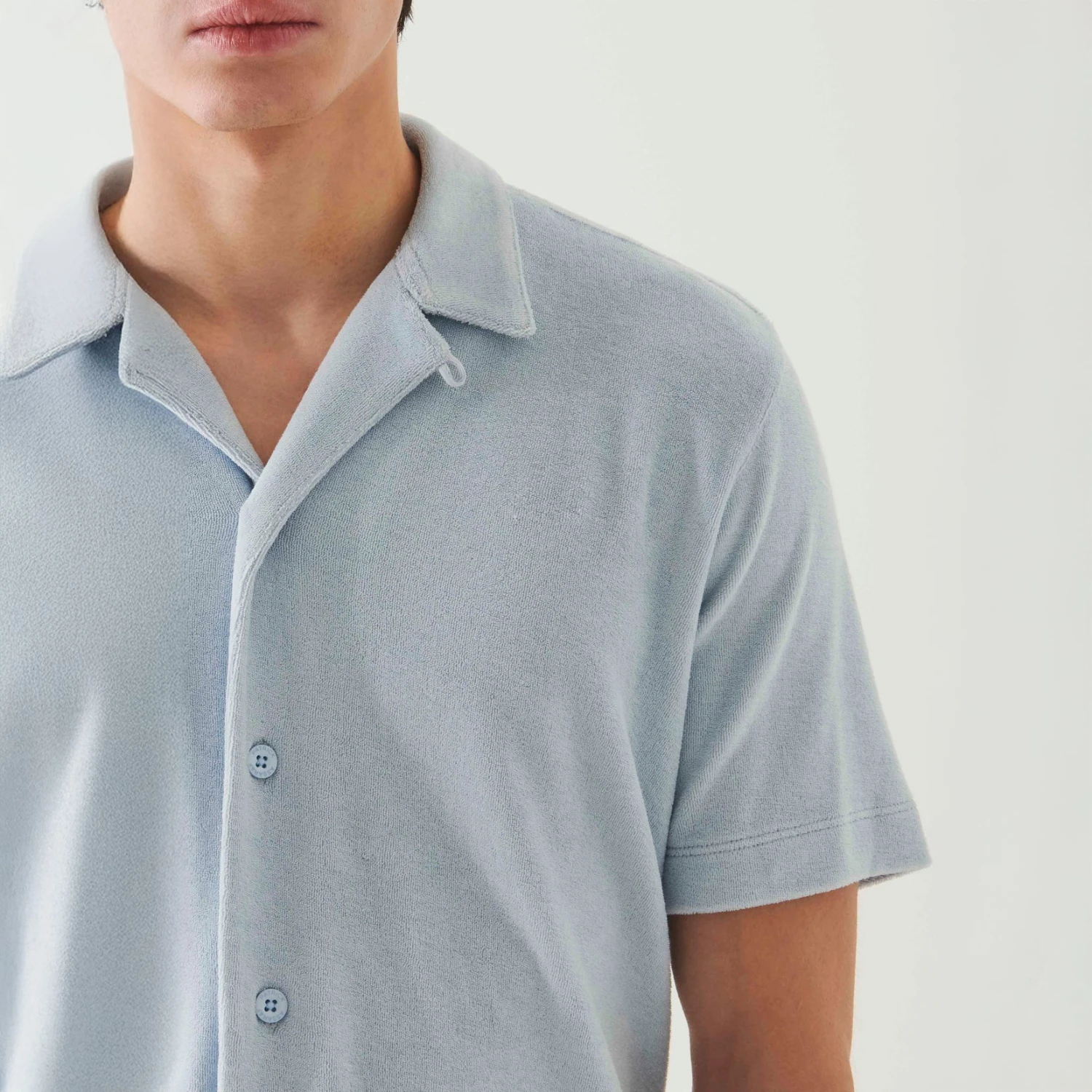 Blue Ice Terry Cloth Camp Collar Shirt - Patrick Assaraf 9 Blue Ice Terry Cloth Camp Collar Shirt - Patrick Assaraf - Image 7