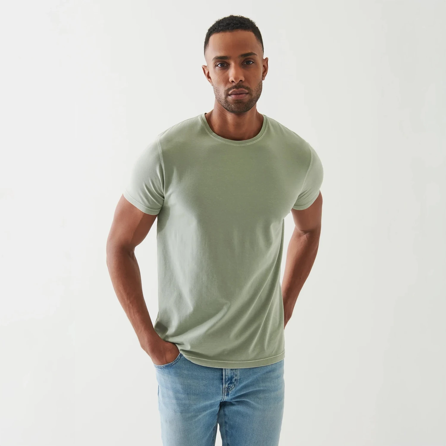 Green Pea Pima Cotton Stretch Vintage Wash T-Shirt - Patrick Assaraf 6 Green Pea Pima Cotton Stretch Vintage Wash T-Shirt - Patrick Assaraf - Image 4