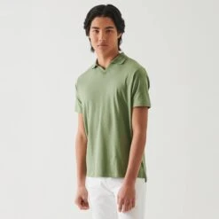 Green Pea Pima Cotton Stretch Open Polo - Patrick Assaraf