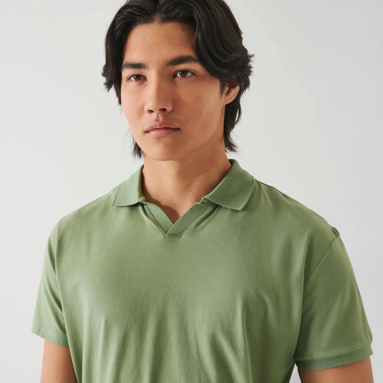 Green Pea Pima Cotton Stretch Open Polo - Patrick Assaraf 5 Green Pea Pima Cotton Stretch Open Polo - Patrick Assaraf - Image 3