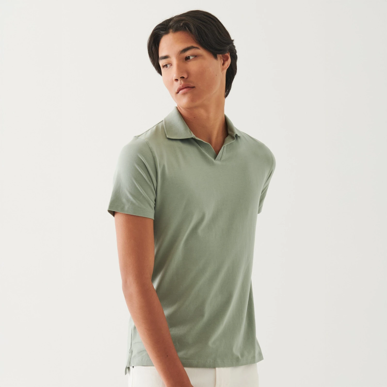Green Pea Pima Cotton Stretch Open Polo - Patrick Assaraf 6 Green Pea Pima Cotton Stretch Open Polo - Patrick Assaraf - Image 4