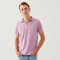 Synaeda Amor Pink Pima Cotton Stretch Open Polo - Patrick Assaraf