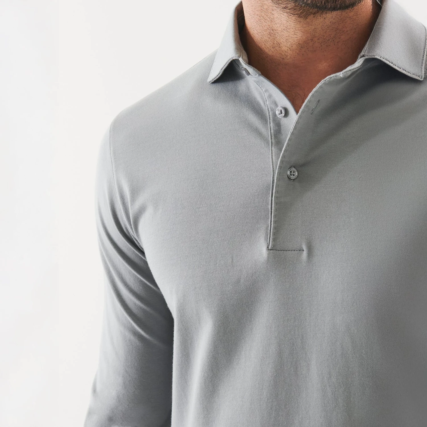 Gray Mist Mélange Long Sleeve Iconic Pima Stretch Polo - Patrick Assaraf 6 Gray Mist Mélange Long Sleeve Iconic Pima Stretch Polo - Patrick Assaraf - Image 4