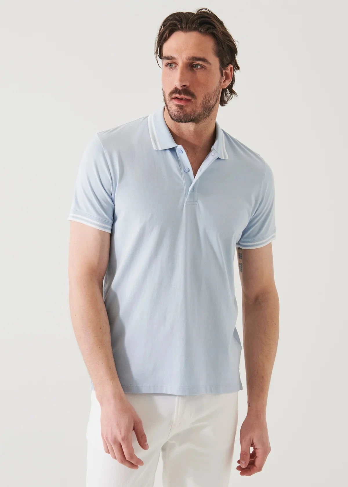 Blue Ice Iconic Pima Cotton Stretch Tipped Polo Shirt - Patrick Assaraf 7 Blue Ice Iconic Pima Cotton Stretch Tipped Polo Shirt - Patrick Assaraf - Image 5