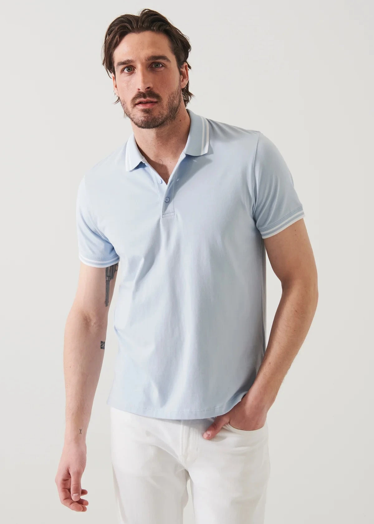 Blue Ice Iconic Pima Cotton Stretch Tipped Polo Shirt - Patrick Assaraf 6 Blue Ice Iconic Pima Cotton Stretch Tipped Polo Shirt - Patrick Assaraf - Image 4