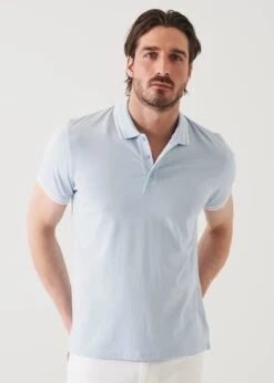 Blue Ice Iconic Pima Cotton Stretch Tipped Polo Shirt - Patrick Assaraf
