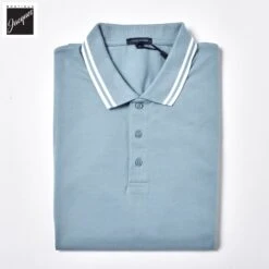 Misty Sky Iconic Pima Cotton Stretch Tipped Polo Shirt - Patrick Assaraf