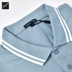 Misty Sky Iconic Pima Cotton Stretch Tipped Polo Shirt - Patrick Assaraf 9 Misty Sky Iconic Pima Cotton Stretch Tipped Polo Shirt - Patrick Assaraf -ETON Store P95P14X486 2