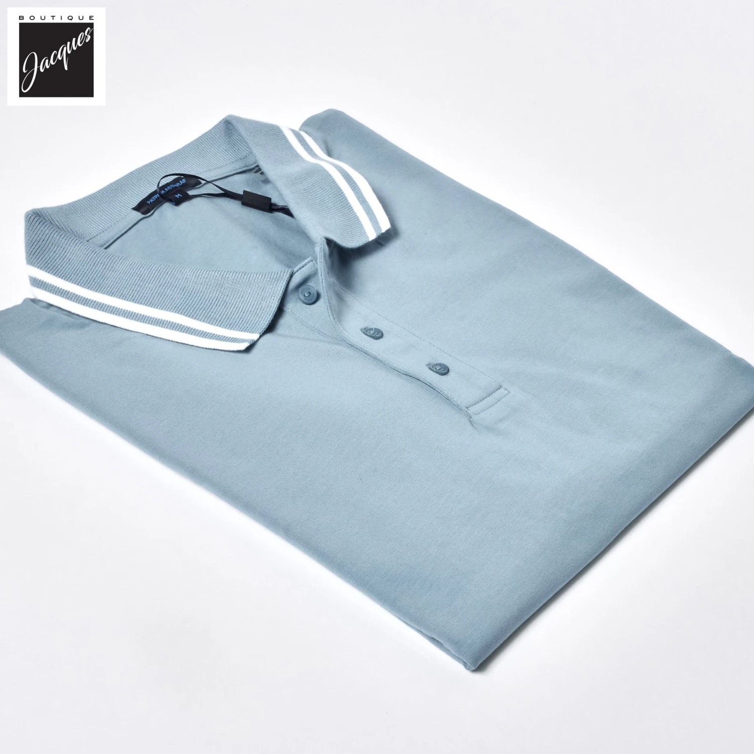 Misty Sky Iconic Pima Cotton Stretch Tipped Polo Shirt - Patrick Assaraf 8 Misty Sky Iconic Pima Cotton Stretch Tipped Polo Shirt - Patrick Assaraf - Image 6