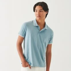 Misty Sky Iconic Pima Cotton Stretch Tipped Polo Shirt - Patrick Assaraf 11 Misty Sky Iconic Pima Cotton Stretch Tipped Polo Shirt - Patrick Assaraf -ETON Store P95P14X 486