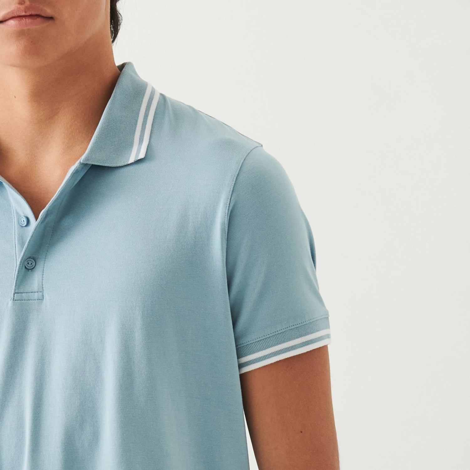 Misty Sky Iconic Pima Cotton Stretch Tipped Polo Shirt - Patrick Assaraf 7 Misty Sky Iconic Pima Cotton Stretch Tipped Polo Shirt - Patrick Assaraf - Image 5
