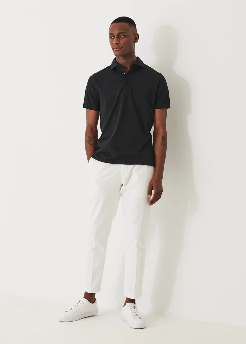 Black Iconic Pima Cotton Stretch Short Sleeve Polo - Patrick Assaraf 4 Black Iconic Pima Cotton Stretch Short Sleeve Polo - Patrick Assaraf - Image 2