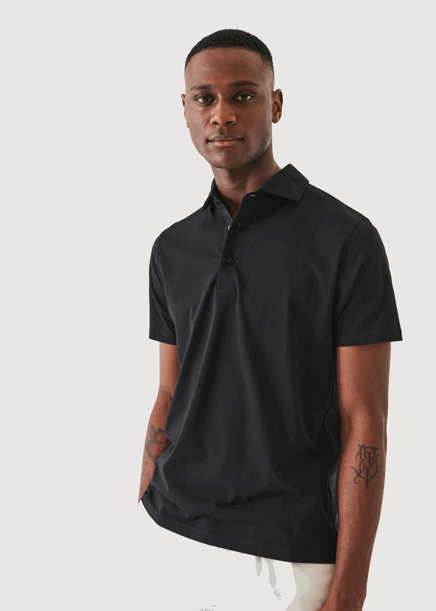 Black Iconic Pima Cotton Stretch Short Sleeve Polo - Patrick Assaraf 3 Black Iconic Pima Cotton Stretch Short Sleeve Polo - Patrick Assaraf