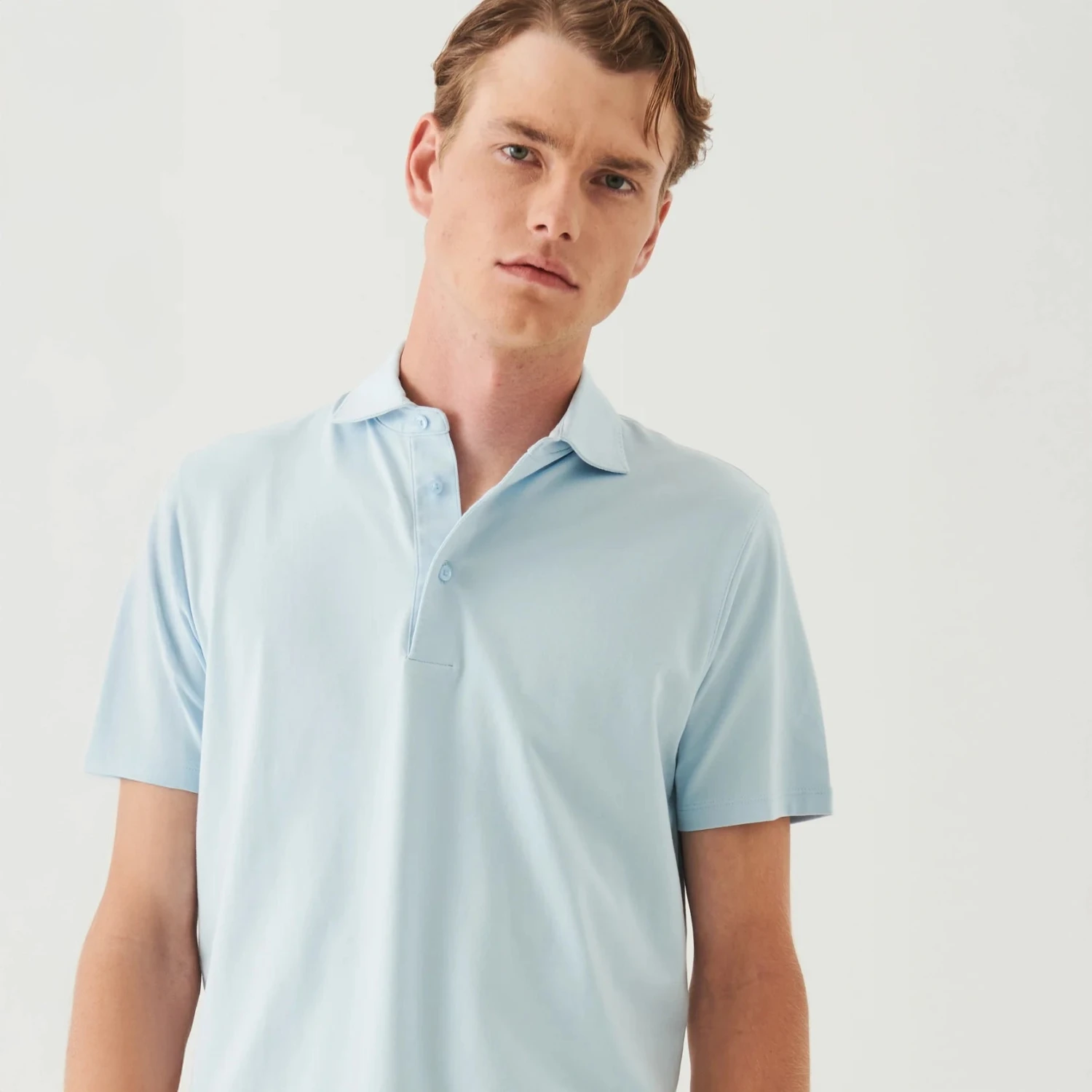Baby Blue Iconic Pima Cotton Stretch Short Sleeve Polo - Patrick Assaraf 6 Baby Blue Iconic Pima Cotton Stretch Short Sleeve Polo - Patrick Assaraf - Image 4