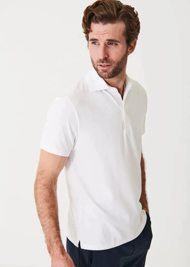 White Iconic Pima Cotton Stretch Short Sleeve Polo - Patrick Assaraf 3 White Iconic Pima Cotton Stretch Short Sleeve Polo - Patrick Assaraf