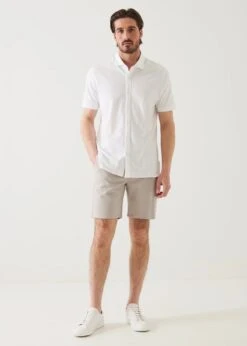 Latte Chino-Style Jersey 4-Way Stretch Shorts - Patrick Assaraf