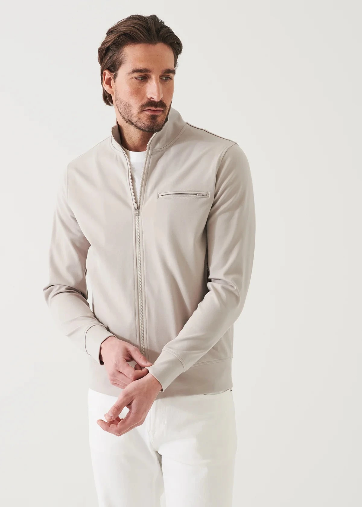 Latte Full-Zip Active Track Jacket - Patrick Assaraf 5 Latte Full-Zip Active Track Jacket - Patrick Assaraf - Image 4