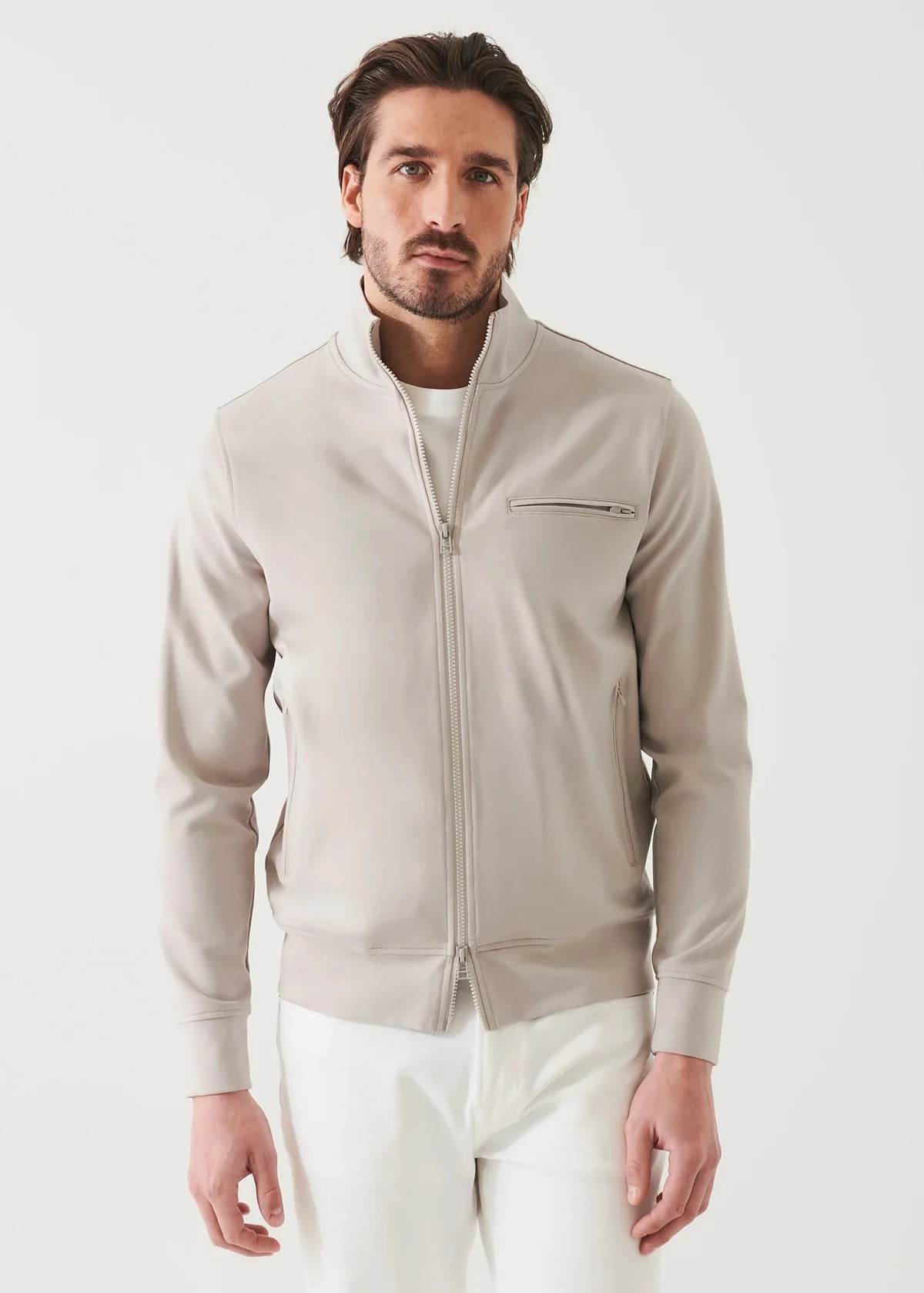Latte Full-Zip Active Track Jacket - Patrick Assaraf 2 Latte Full-Zip Active Track Jacket - Patrick Assaraf