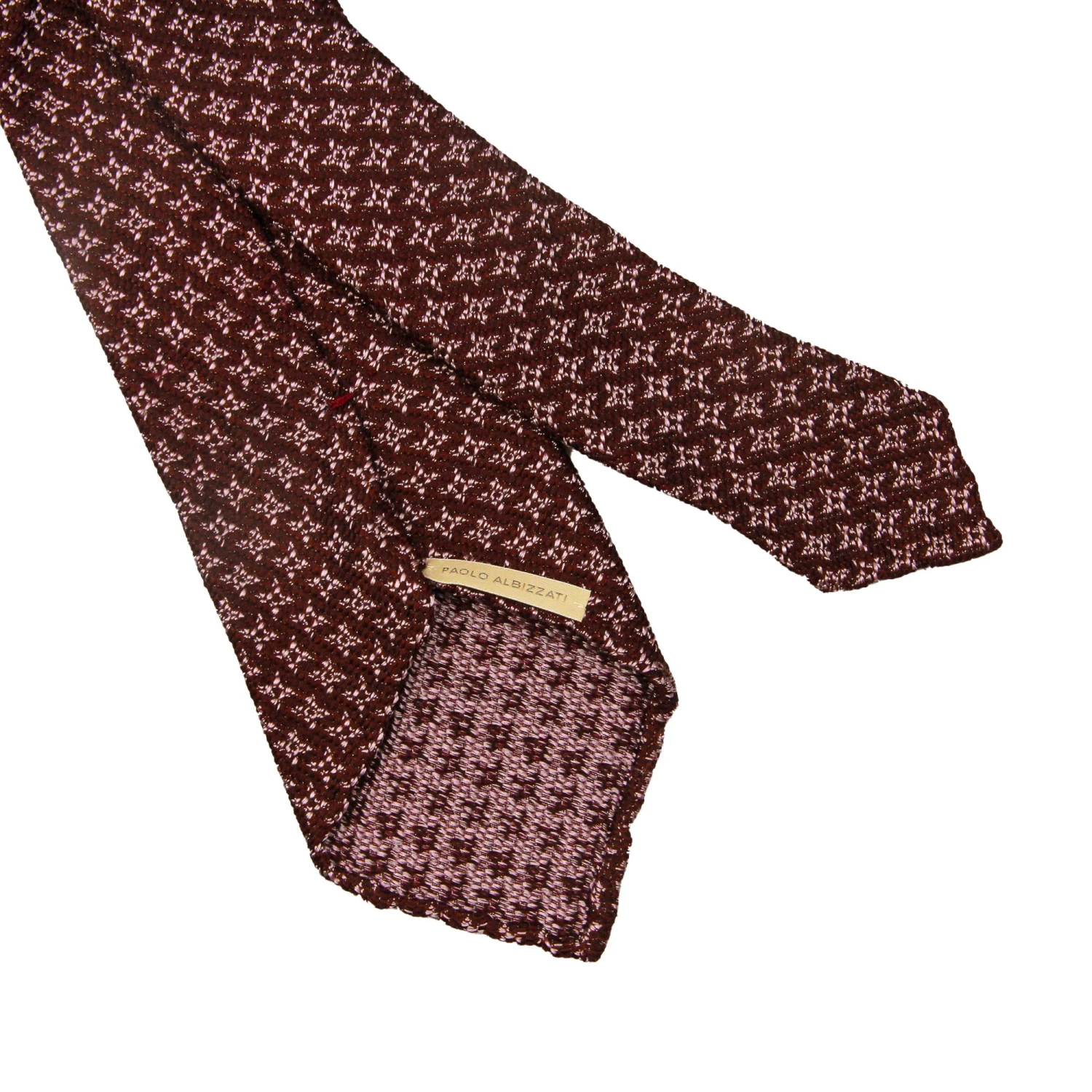 Bordeaux Houndstooth Silk-Wool Untipped Tie - Paolo Albizzati 6 Bordeaux Houndstooth Silk-Wool Untipped Tie - Paolo Albizzati - Image 4